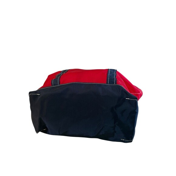L.L. Bean NYLON Boat Tote Bag Medium Zipper Red Blue Stripe NWT 283728 - Picture 5 of 8
